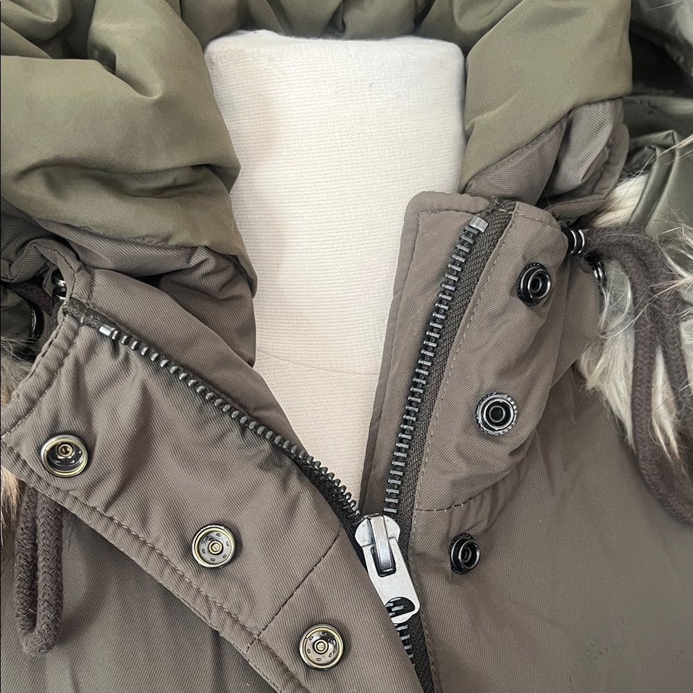 Topshop Olive Fur-Trimmed Puffer Jacket - Picture 9 of 17